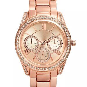 NIB INC INTERNATIONAL CONCEPTS ROSE GOLD-TONE BRACELET WATCH